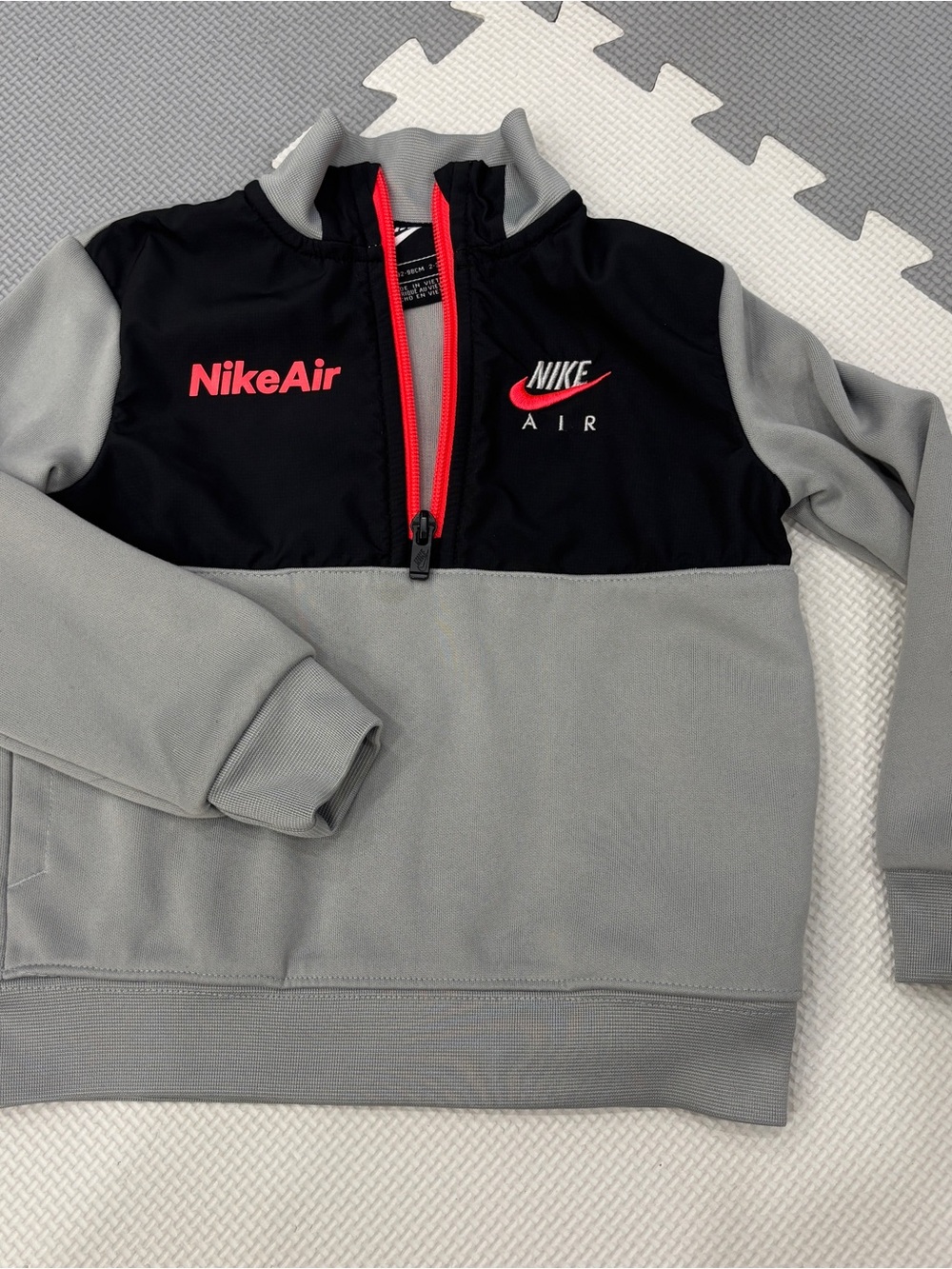 Kids Half-Zip Jacket - Black & Gray with Red Accents
